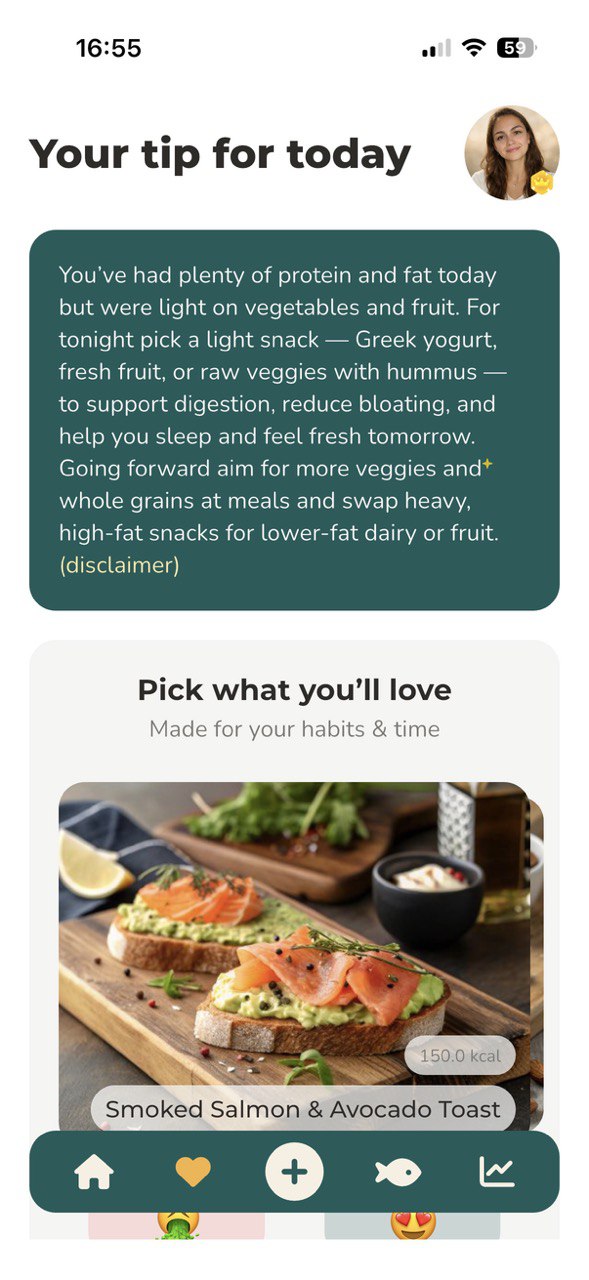 Aipa app daily nutrition tip and meal suggestions